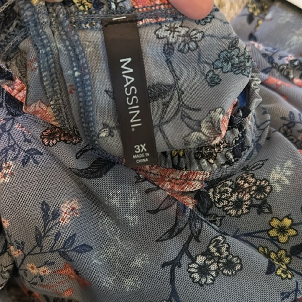 Massini 3X floral long‎ sleeve light weight stretchy blouse new with tags - Picture 6 of 6